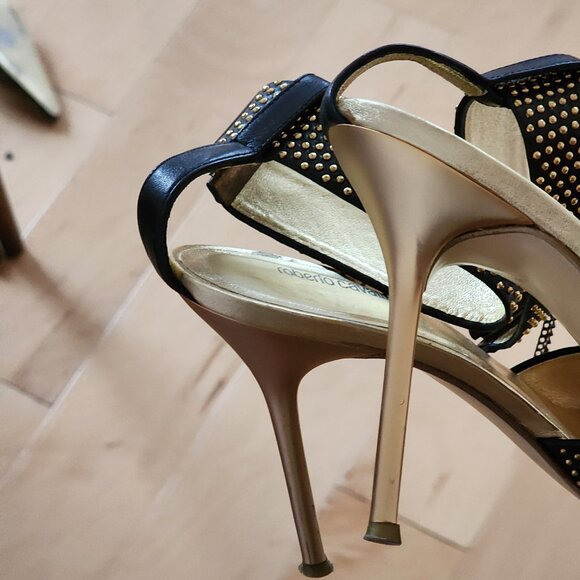 Vintage Roberto Cavalli Studded Ankle Strap heels sz 39 - Picture 8 of 11